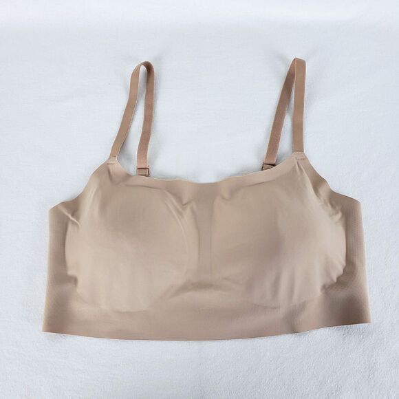 TRUE & CO Womens L Everbody Scoop Bralette Tan Brown Removable Pads Adjustable - Picture 6 of 9